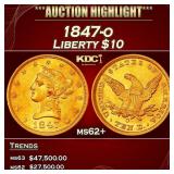 1847-o Gold Liberty Eagle $10 ms62+ USCG