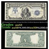 1899 $5 Large Size Silver Certificate Oncpapa Indi