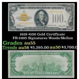 1928 $100 Gold Certificate FR-2405 Signatures Wood