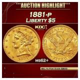 1881-p Gold Liberty Half Eagle $5 ms62+ USCG