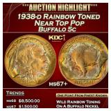 1938-d Buffalo Nickel Rainbow Toned Near Top Pop 5