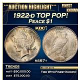 1922-d Peace Dollar TOP POP! $1 ms67+ SEGS