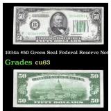 1934a $50 Green Seal Federal Reserve Note Grades S