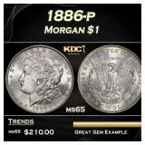 1886-p Morgan Dollar $1 Grades ms65
