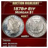 1878-p 8tf Morgan Dollar $1 ms65+ SEGS