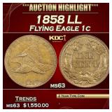 1858 LL Flying Eagle Cent 1c ms63 USCG