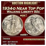 1934-d Walking Liberty Half Dollar Near Top Pop 50