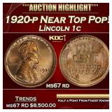 1920-p Lincoln Cent Near Top Pop! 1c ms67 rd SEGS