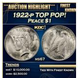 1922-p Peace Dollar TOP POP! $1 ms67 SEGS