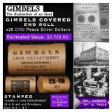 20 Coin GIMBLES Roll Circ Peace Dollar B+