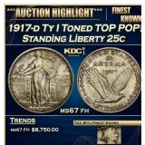 1917-d Ty I Standing Liberty Quarter Toned TOP POP
