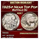 1925-p Buffalo Nickel Near Top Pop 5c ms67 SEGS