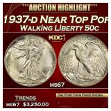 1937-d Walking Liberty Half Dollar Near Top Pop 50
