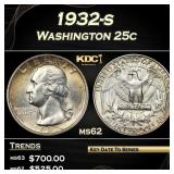 1932-s Washington Quarter 25c Grades ms62