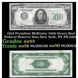 1934 $500 Green Seal Federal Reserve Note Presiden