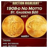 1908-d No Motto Gold St. Gaudens Double Eagle $20