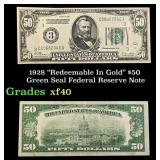 1928 $50 Green Seal Federal Reserve Note "Redeemab