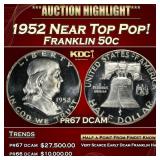 1952 Proof Franklin Half Dollar Near Top Pop! 50c