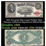 1917 $2 Large Size Legal Tender Note Thomas Jeffer