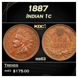 1887 Indian Cent 1c Grades ms63