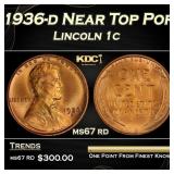 1936-d Lincoln Cent Near Top Pop 1c ms67 rd SEGS