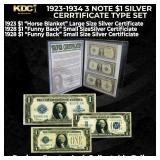 1923-1934 3 Note $1 Silver Cerrtificate Type Set 1