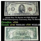 1934A $5 FRN Hawaii WWII Emergency Currency Key To