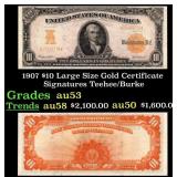 1907 $10 Large Size Gold Certificate Grades Select