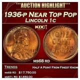 1936-p Lincoln Cent Near Top Pop 1c ms68 rd SEGS