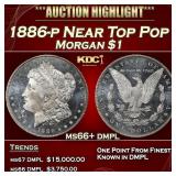 1886-p Morgan Dollar Near Top Pop $1 ms66+ dmpl SE