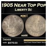 1905 Liberty Nickel Near Top Pop 5c ms66 SEGS
