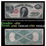 1917 $1 Large Size Legal Tender Note Grades vf+ Si