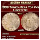 1889 Liberty Nickel Toned Near Top Pop 5c ms66+ SE