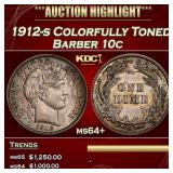 1912-s Barber Dime Colorfully Toned 10c ms64+ SEGS