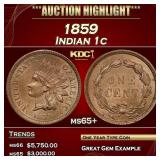 1859 Indian Cent 1c ms65+ SEGS