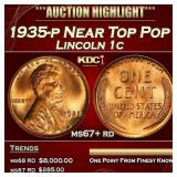 1935-p Lincoln Cent Near Top Pop 1c ms67+ rd SEGS