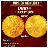 1890-p Gold Liberty Double Eagle $20 ms64+ SEGS