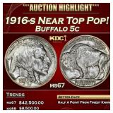 1916-s Buffalo Nickel Near Top Pop! 5c ms67 SEGS