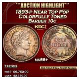 1893-p Barber Dime Near Top Pop Colorfully Toned 1