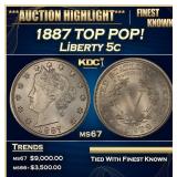 1887 Liberty Nickel TOP POP! 5c ms67 SEGS