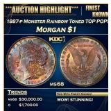 1887-p Morgan Dollar Monster Rainbow Toned TOP POP