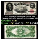 1917 $2 Large Size Legal Tender Note Thomas Jeffer