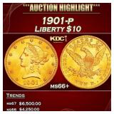 1901-p Gold Liberty Eagle $10 ms66+ SEGS