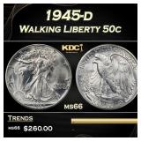 1945-d Walking Liberty Half Dollar 50c Grades ms66