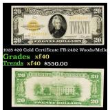 1928 $20 Gold Certificate FR-2402 Woods/Mellon Gra