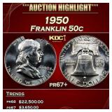 1950 Proof Franklin Half Dollar 50c pr67+ SEGS