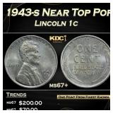 1943-s Lincoln Cent Near Top Pop 1c ms67+ SEGS