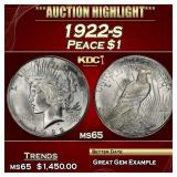 1922-s Peace Dollar $1 ms65 SEGS