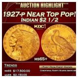 1927-p Gold Indian Quarter Eagle Near Top Pop! $2