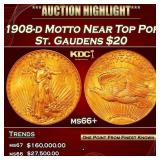 1908-d Motto Gold St. Gaudens Double Eagle Near To